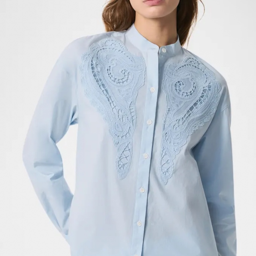 RAG & BONE Beautiful Soft Blue Embroidered Button Down Shirt Sz M NEW $248!! - Picture 4 of 8